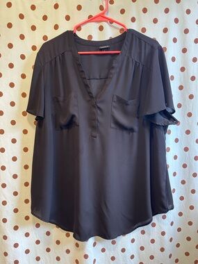Torrid Harper Georgette, Short Sleeve, Black, Size 2 (2X 18-20), Gently Used